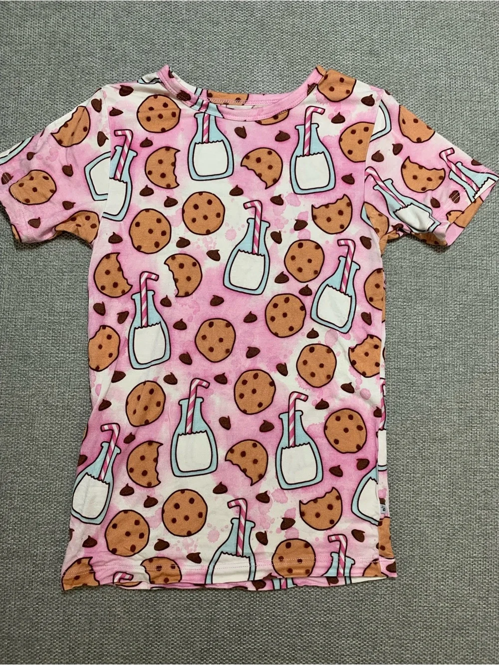 Kids Pink Cookie & Milk Short Bamboo Pajama Set